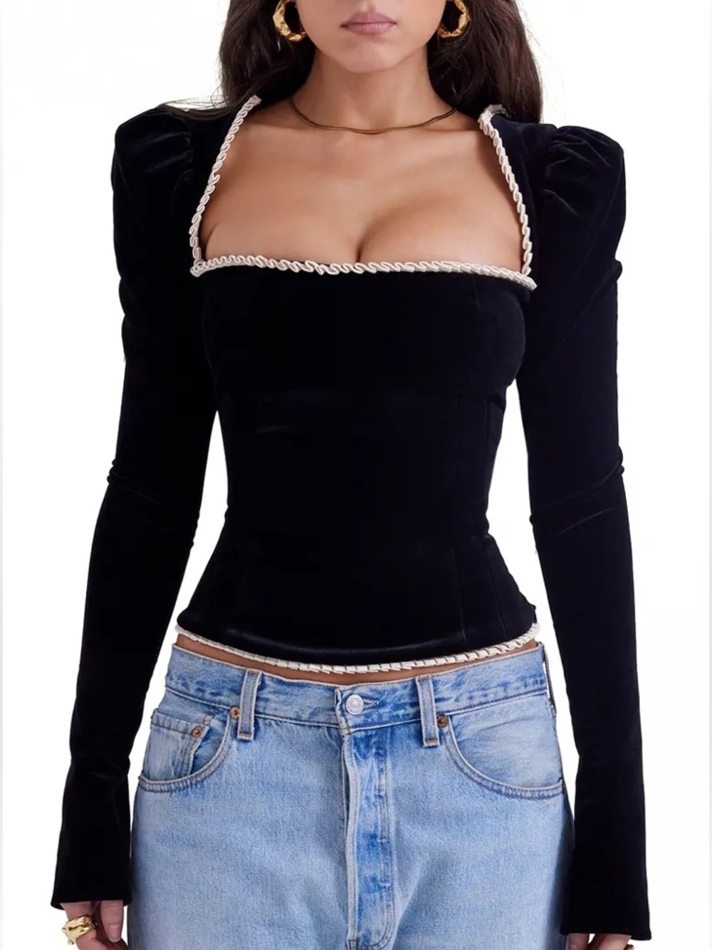 House of CB London Noa Black Velvet Corset